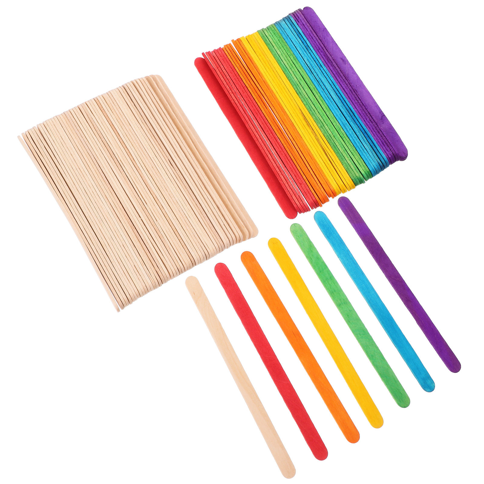 Art Craft Jumbo - 200Pcs Vibrant Colored Wood Ice Pop