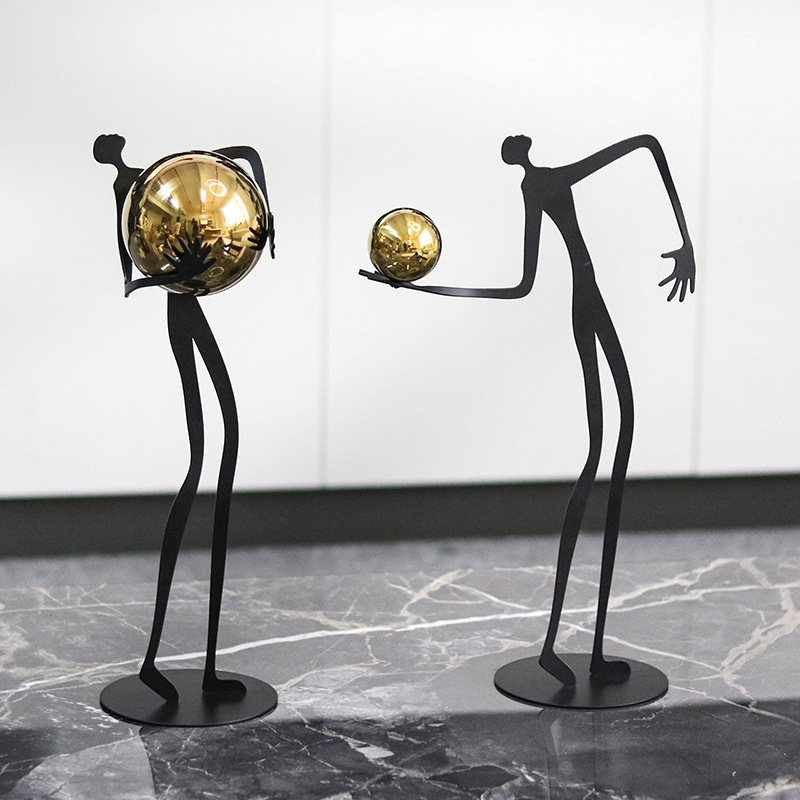 Art Craft Hotel - Modern Art Ball-Holding Characters Metal Ornaments