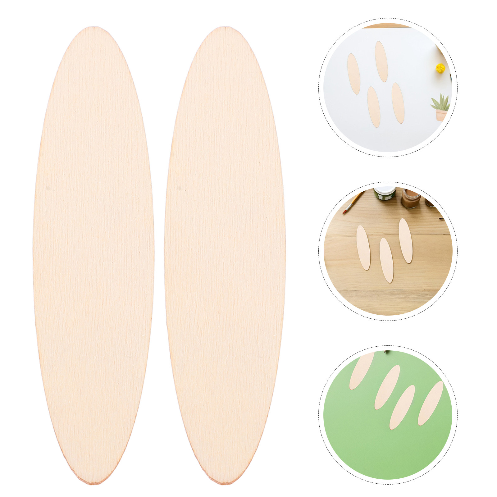Art Craft Class - 40Pcs Unfinished Oval Wood Slices Natural
