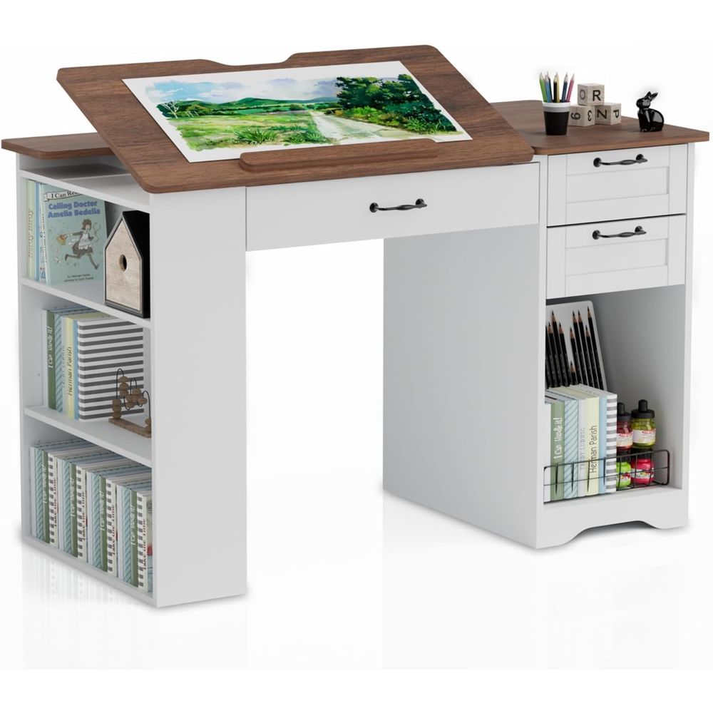 Art & Craft Teacher - Drating Table with Storage Cabinet &