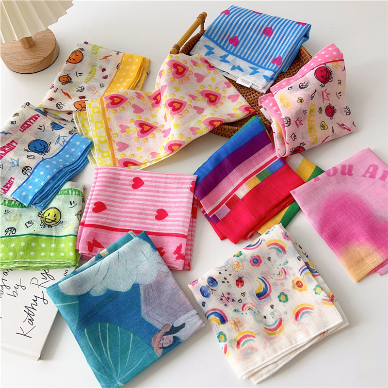 Art And Craft Hair - 55cm Square Scarves Cotton Linen Bright