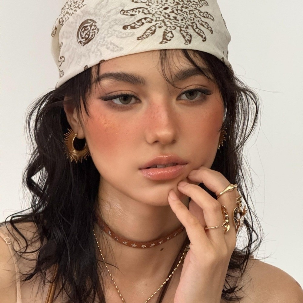 Art And Craft Hair - Retro Flower Square Headscarf Y2K Hip