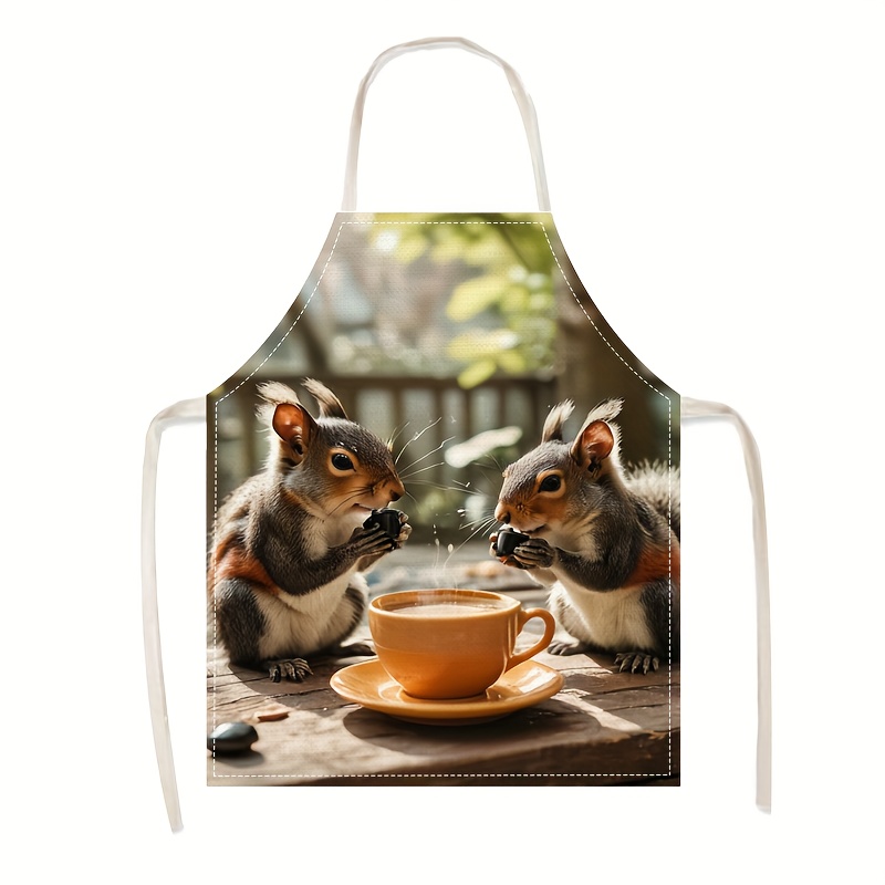 Linen Apron Squirrel Coffee Sc - Art Craft Idea review and price