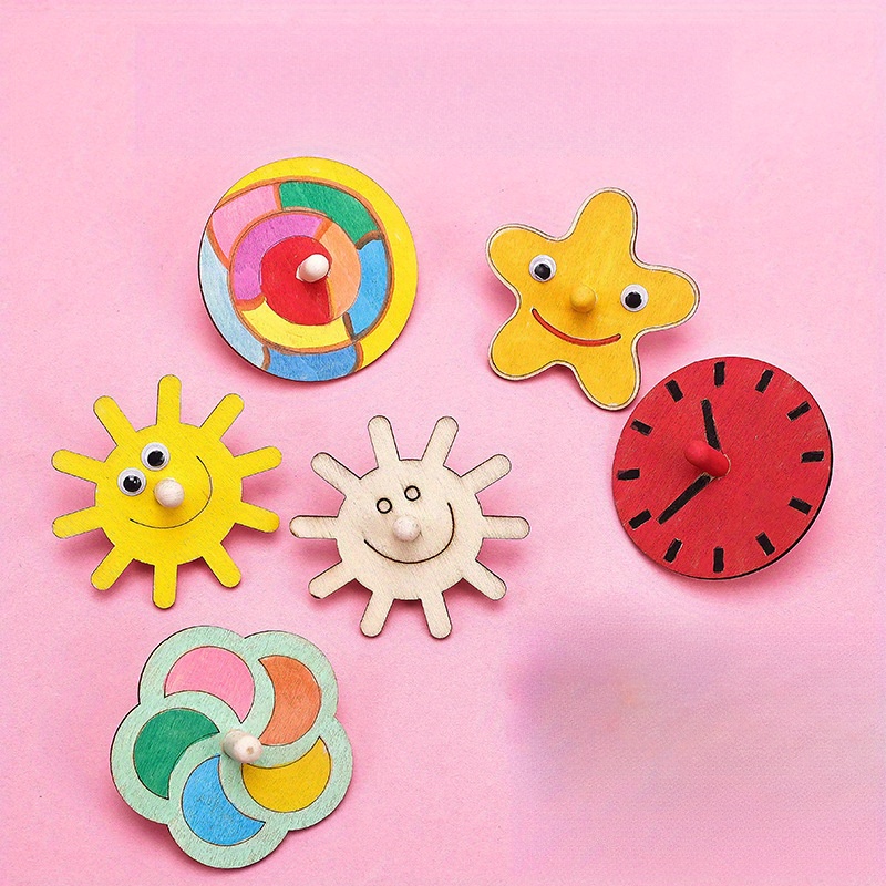 16pcs wooden spinning top craf - Art Craft Ideas For Kids review and price